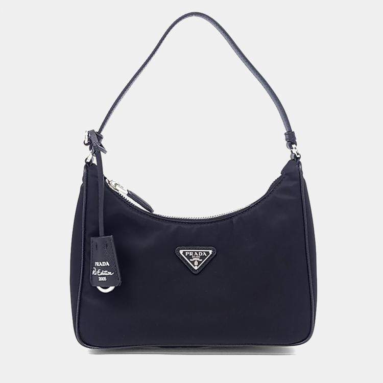 Pre Owned Prada Black Nylon Re-Nylon Hobo Bag