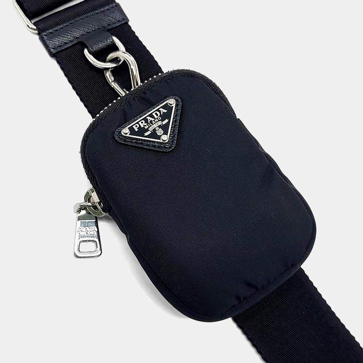 Pre Owned Prada Black Nylon Re-Nylon Tessuto Chain Strap Hobo Bag