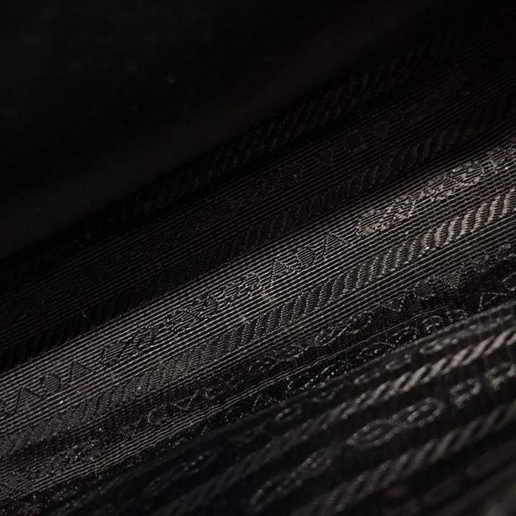 Pre Owned Prada Black Leather Small Brushed Tote Bag