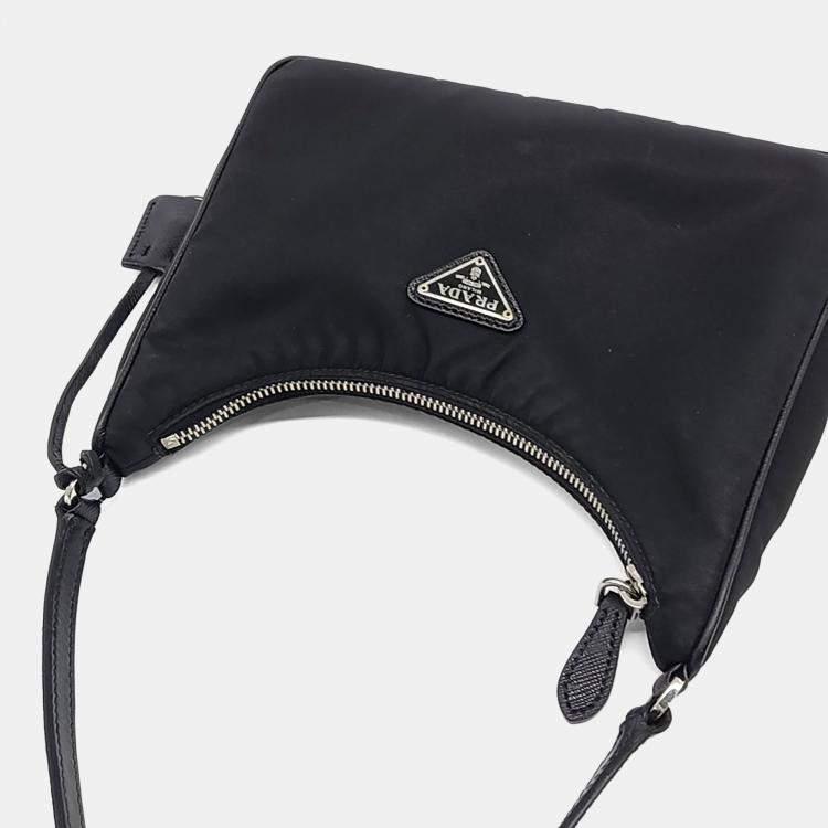 Pre Owned Prada Black Nylon Tessuto Hobo Bag