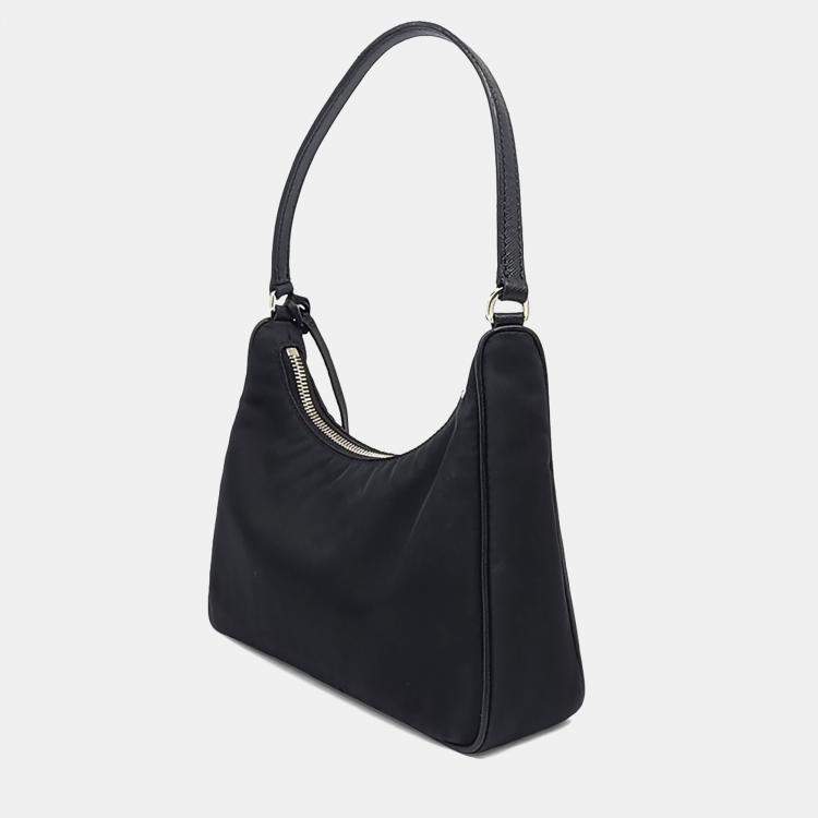 Pre Owned Prada Black Nylon Tessuto Hobo Bag