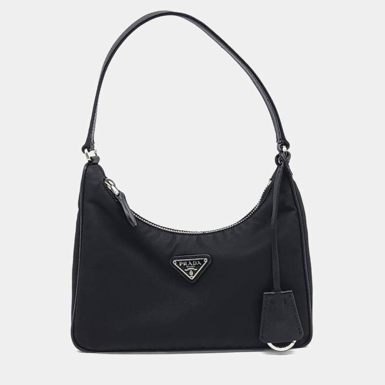 Pre Owned Prada Black Nylon Tessuto Hobo Bag