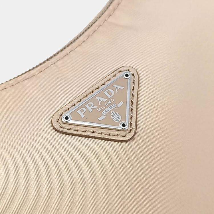 Pre Owned Prada Beige Nylon Tessuto Hobo Bag