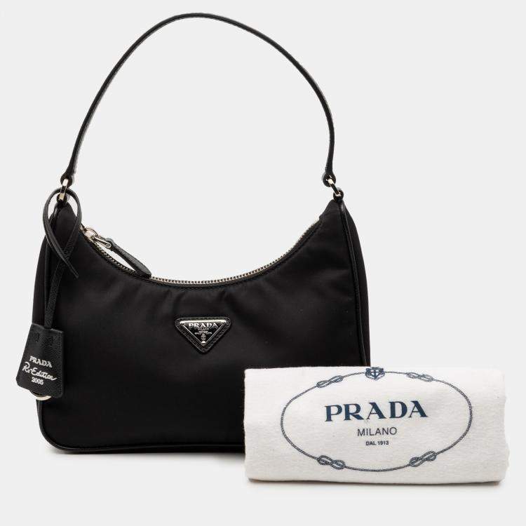 Pre Owned Prada Black Re Nylon Re Edition 2005 Shoulder Bag