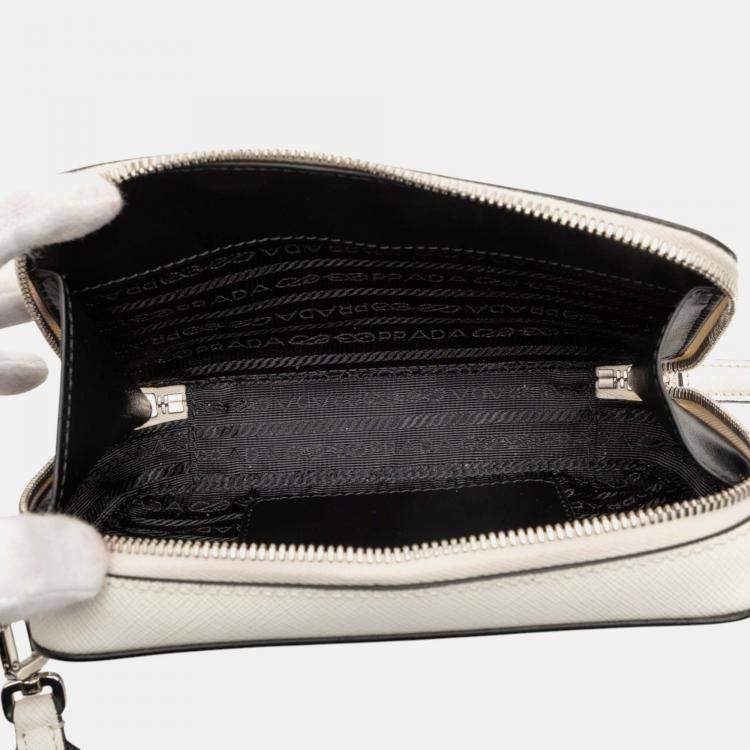 Pre Owned Prada White Saffiano Brique Crossbody
