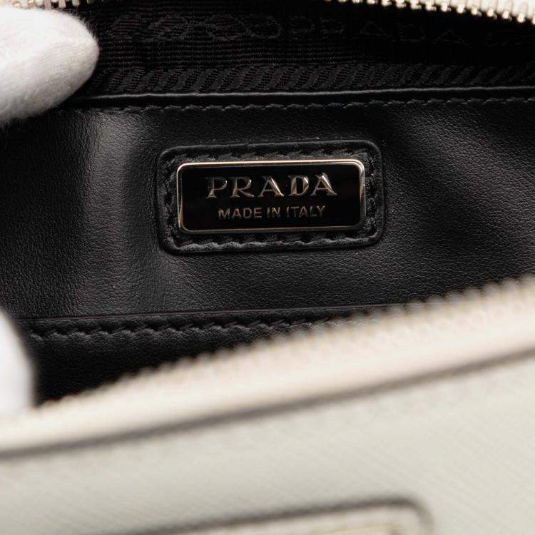 Pre Owned Prada White Saffiano Brique Crossbody