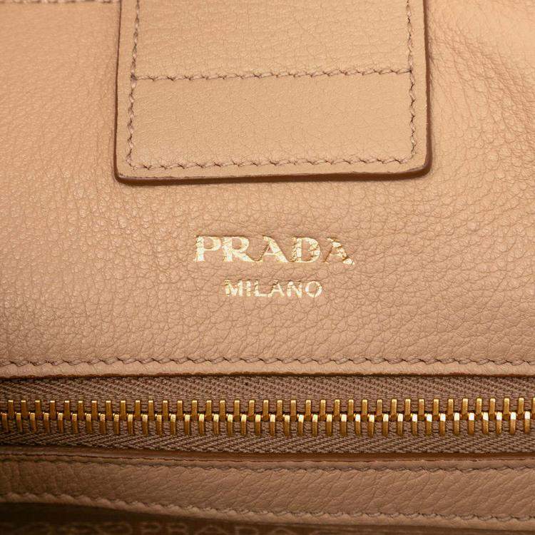 Pre Owned Prada Brown Vitello Phenix Open Convertible Tote