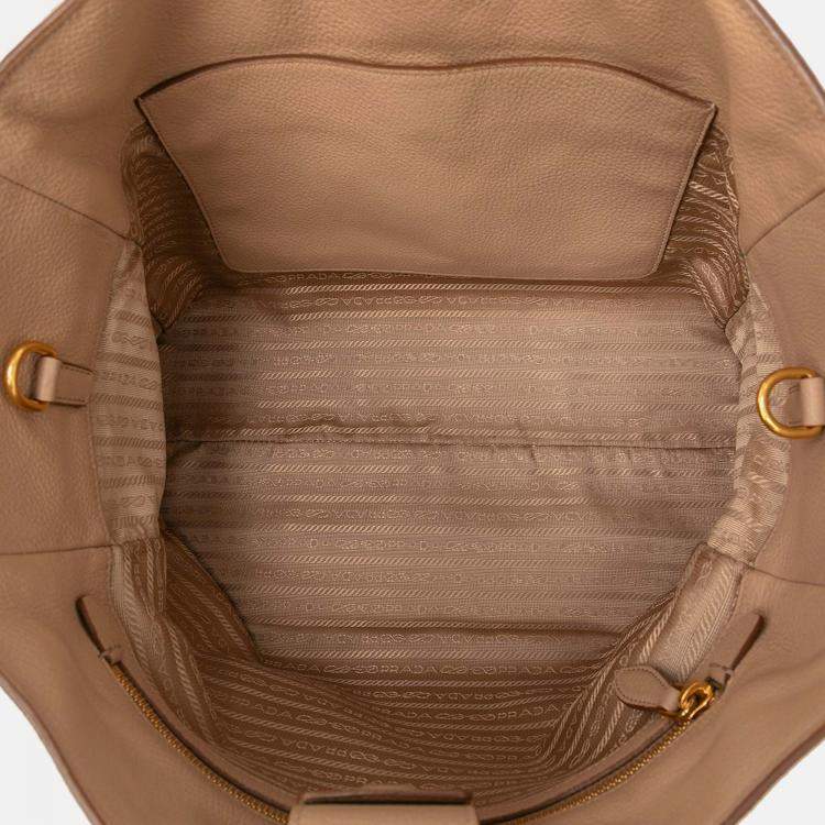 Pre Owned Prada Brown Vitello Phenix Open Convertible Tote