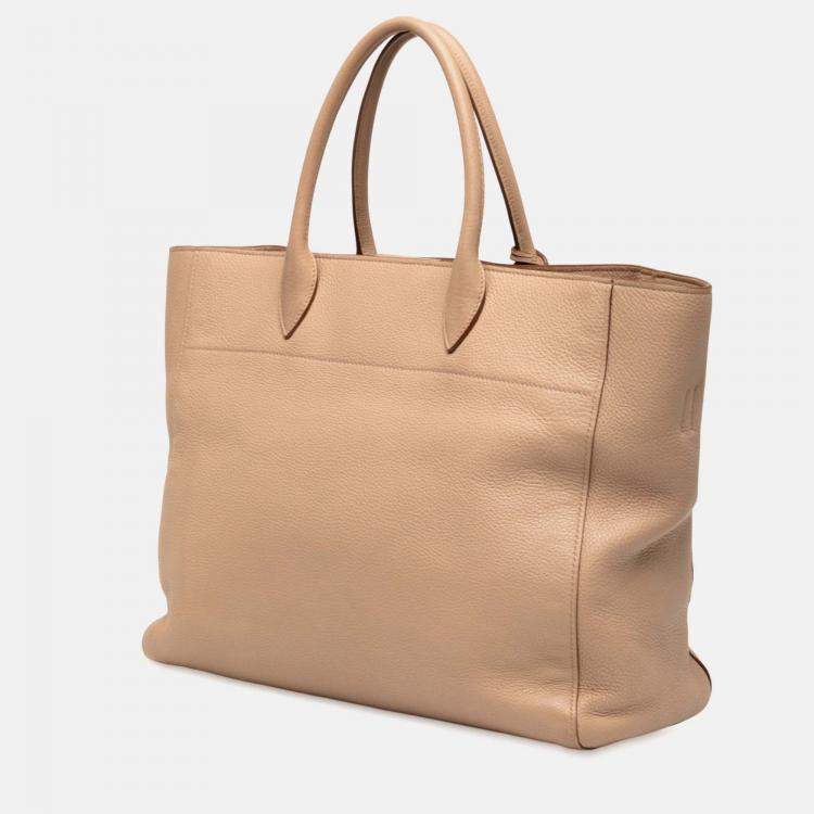 Pre Owned Prada Brown Vitello Phenix Open Convertible Tote