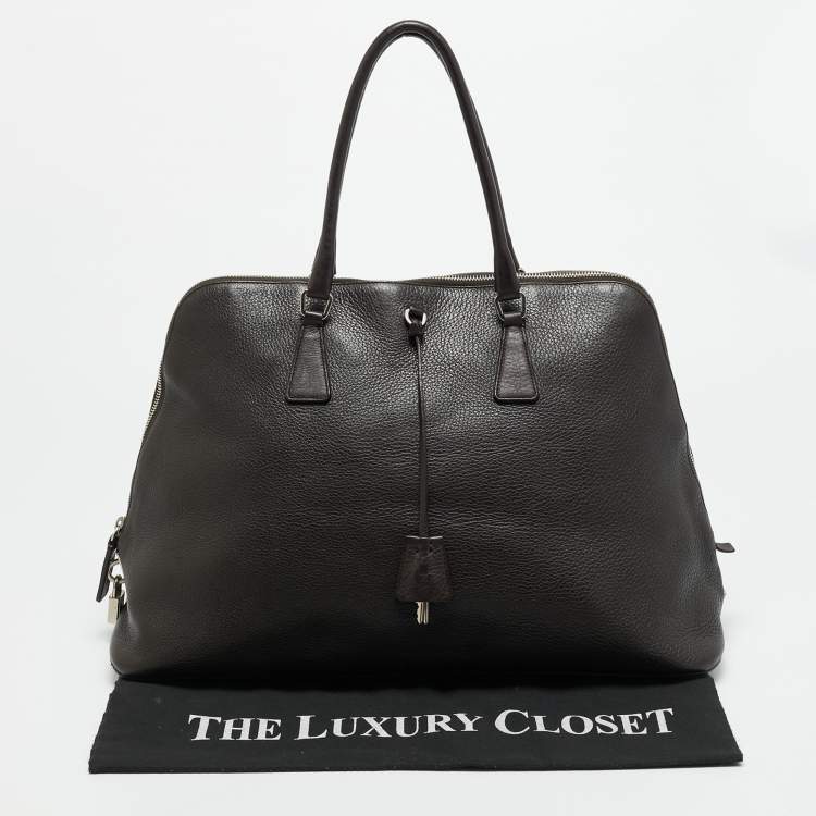 Pre Owned Prada Choco Brown Leather Dome Satchel