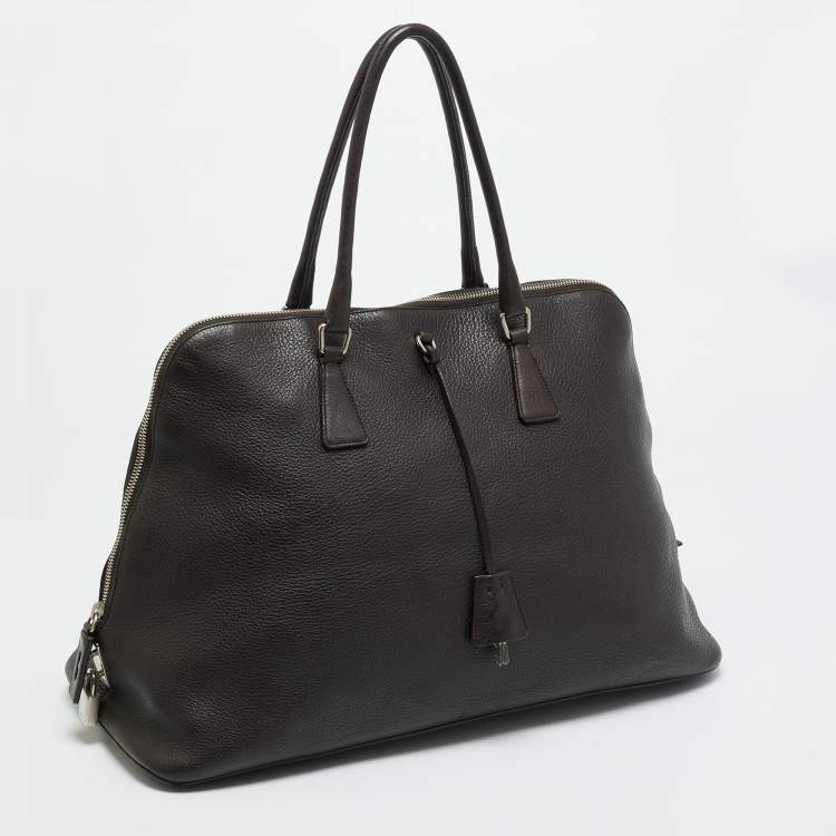 Pre Owned Prada Choco Brown Leather Dome Satchel