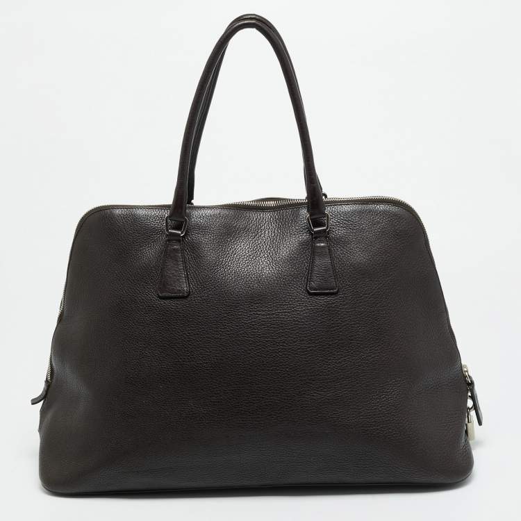 Pre Owned Prada Choco Brown Leather Dome Satchel