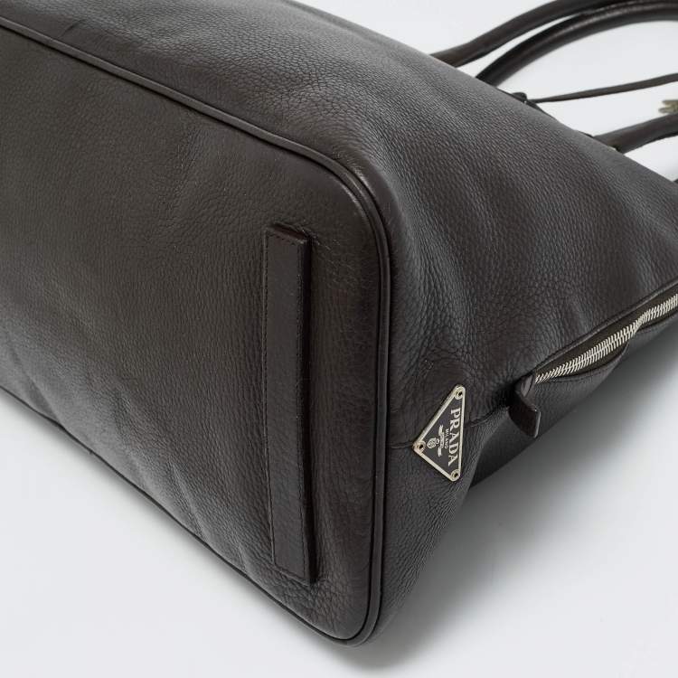 Pre Owned Prada Choco Brown Leather Dome Satchel