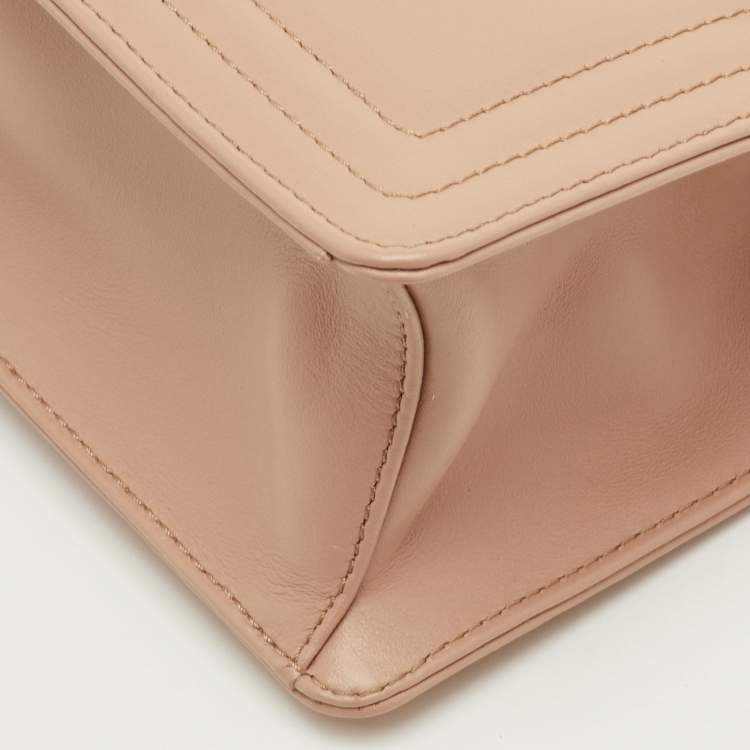 Pre Owned Prada Lock Flap Beige Leather Crossbody Bag