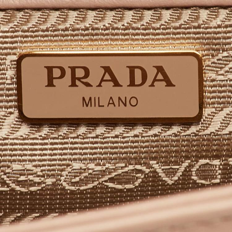 Pre Owned Prada Lock Flap Beige Leather Crossbody Bag