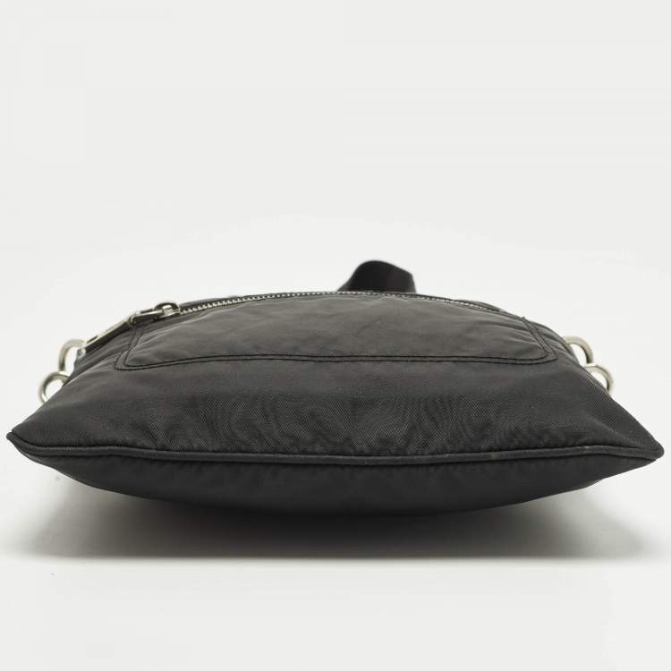 Pre Owned Prada Flat Black Nylon Messenger Bag