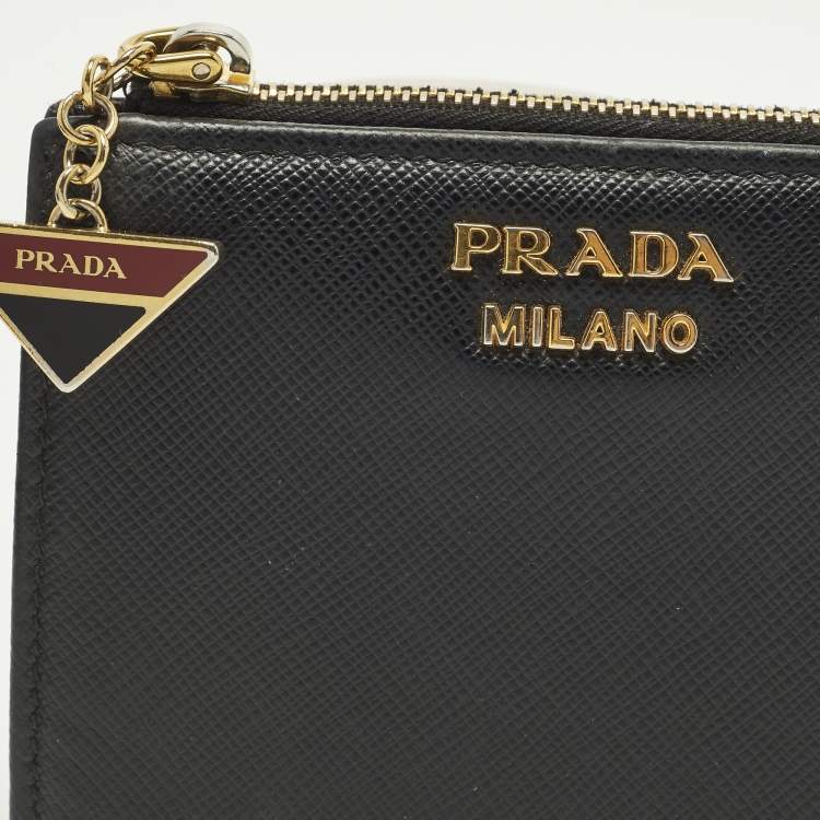 Pre Owned Prada Black Saffiano Leather Bifold Wallet