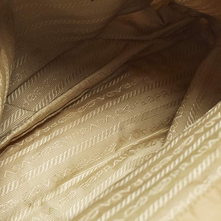 Pre Owned Prada Beige/Brown Nylon Zip Shoulder Bag