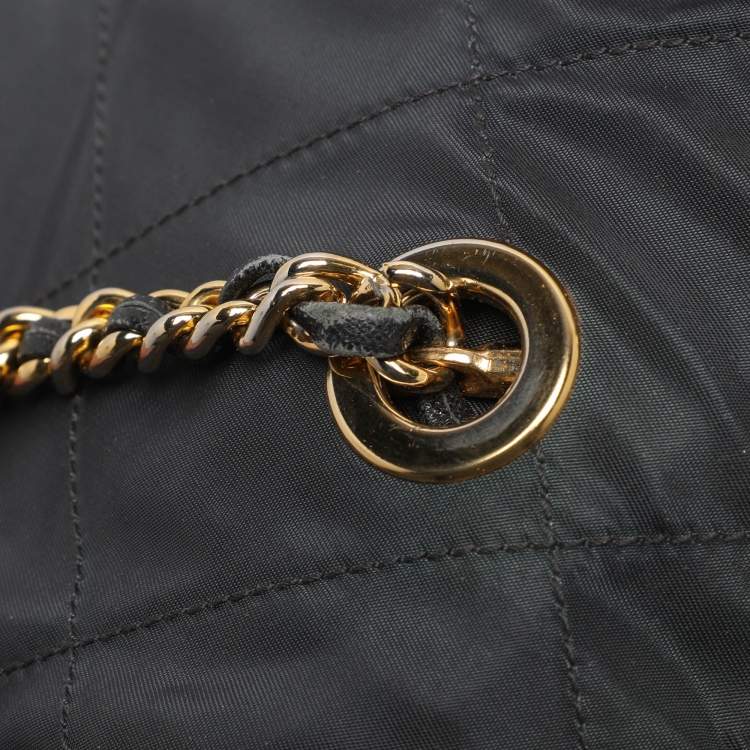 Pre Owned Prada Dark Grey Quilted Nylon Shoulder Bag