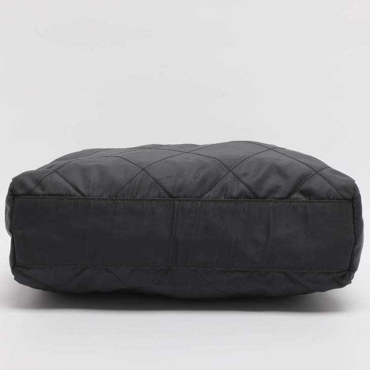 Pre Owned Prada Dark Grey Quilted Nylon Shoulder Bag