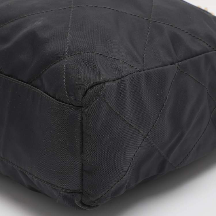 Pre Owned Prada Dark Grey Quilted Nylon Shoulder Bag