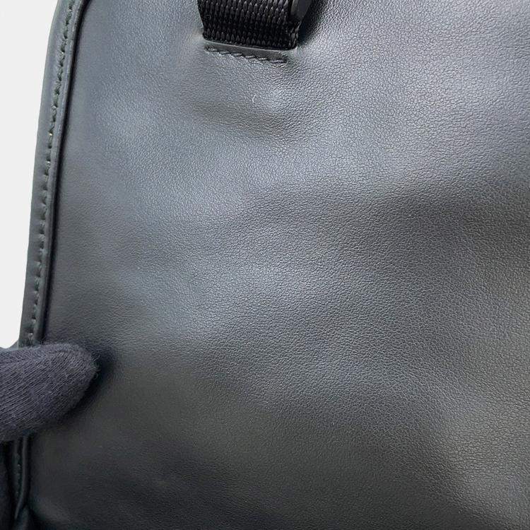 Pre Owned Prada Symbol Embroidery Shoulder Bag Beige/Black Canvas Leather