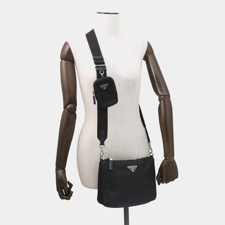 Pre Owned Prada Re-Nylon Shoulder Bag Black Nylon Leather