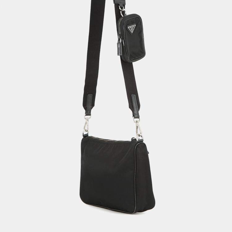 Pre Owned Prada Re-Nylon Shoulder Bag Black Nylon Leather