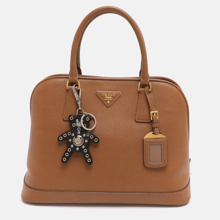 Pre Owned Prada Open Promenade Brown Saffiano Lux Leather Satchel