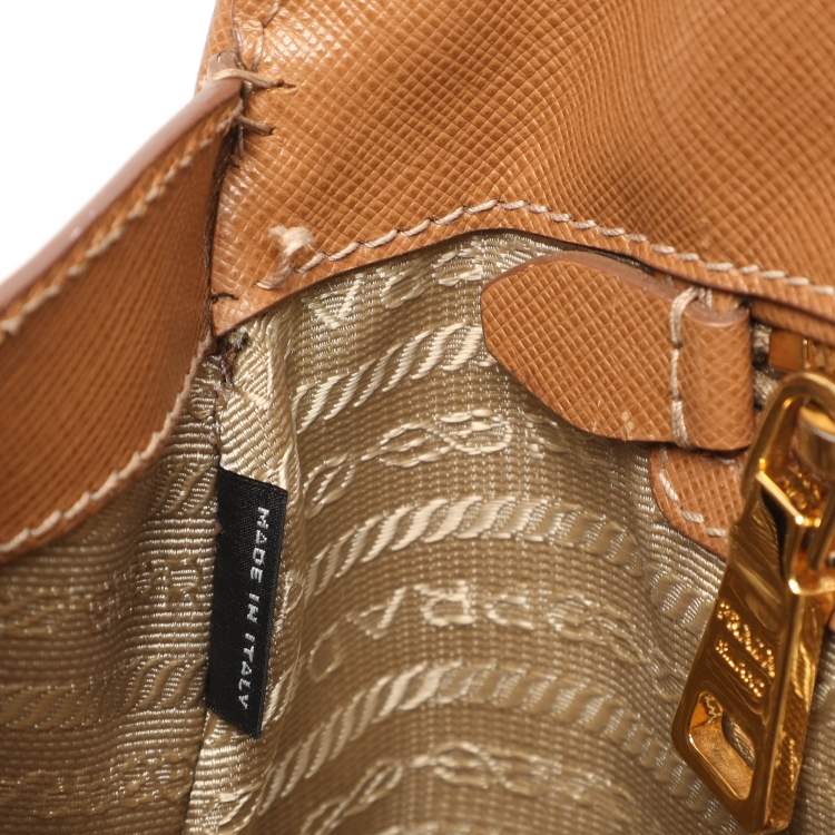 Pre Owned Prada Open Promenade Brown Saffiano Lux Leather Satchel