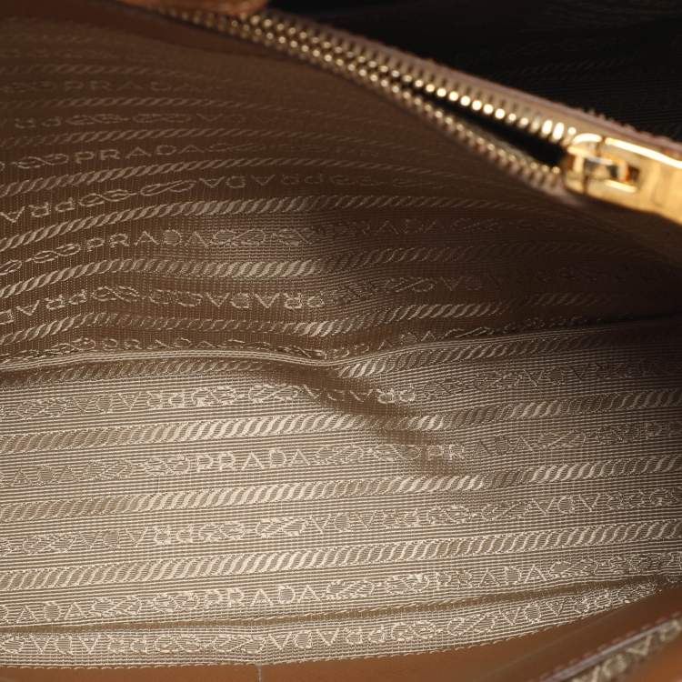 Pre Owned Prada Open Promenade Brown Saffiano Lux Leather Satchel