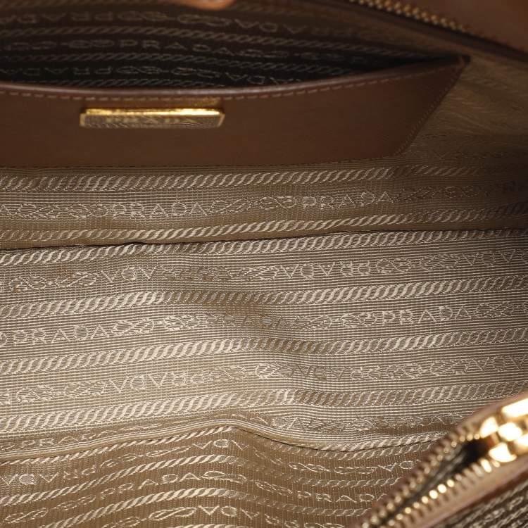 Pre Owned Prada Open Promenade Brown Saffiano Lux Leather Satchel