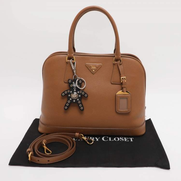 Pre Owned Prada Open Promenade Brown Saffiano Lux Leather Satchel
