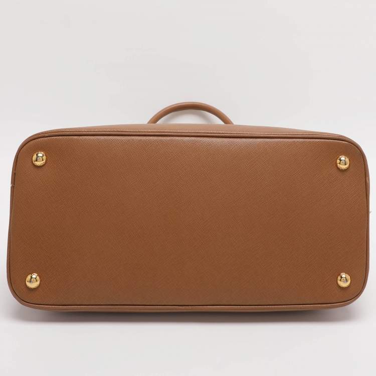 Pre Owned Prada Open Promenade Brown Saffiano Lux Leather Satchel