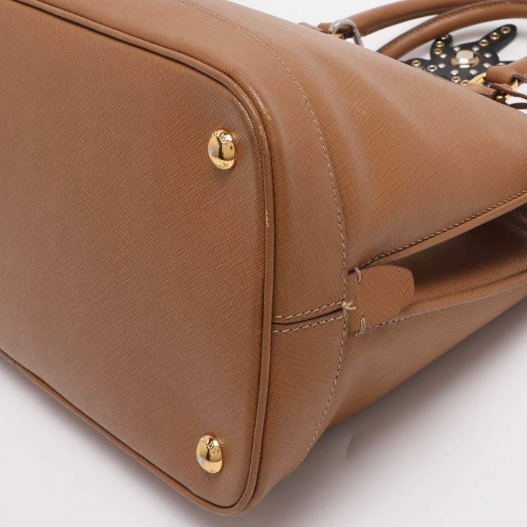 Pre Owned Prada Open Promenade Brown Saffiano Lux Leather Satchel