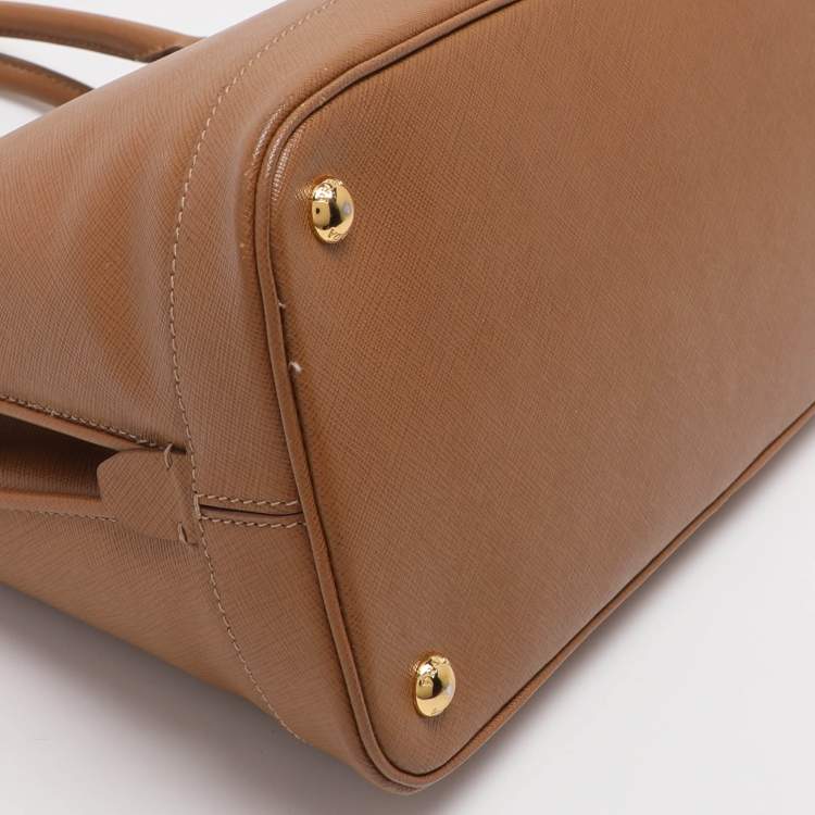 Pre Owned Prada Open Promenade Brown Saffiano Lux Leather Satchel