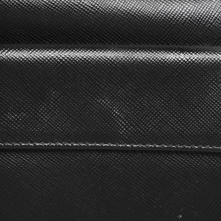 Pre Owned Prada Black Saffiano Metal Leather Bifold Wallet