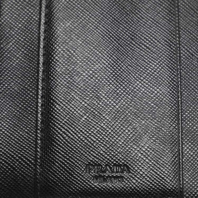 Pre Owned Prada Black Saffiano Metal Leather Bifold Wallet
