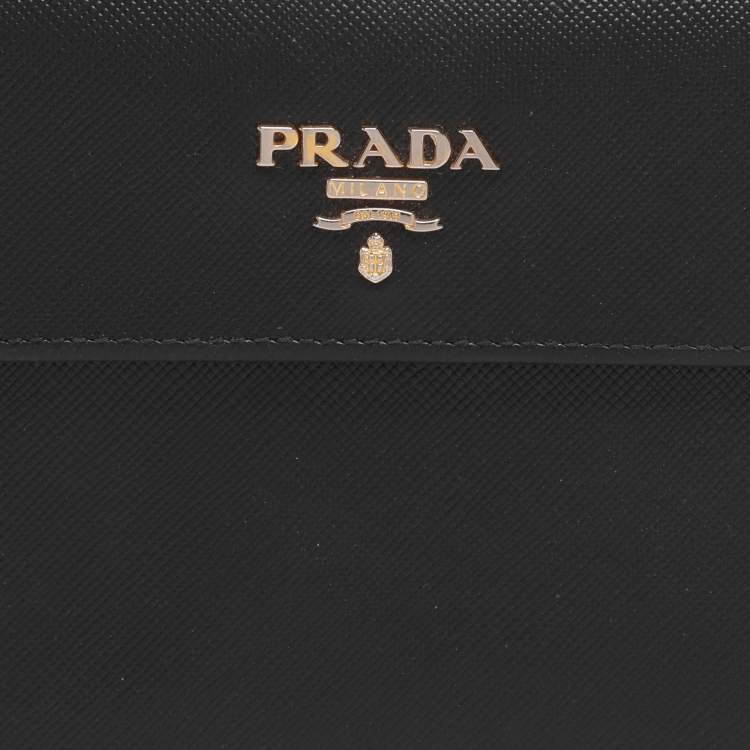 Pre Owned Prada Black Saffiano Lux Leather Bifold Wallet