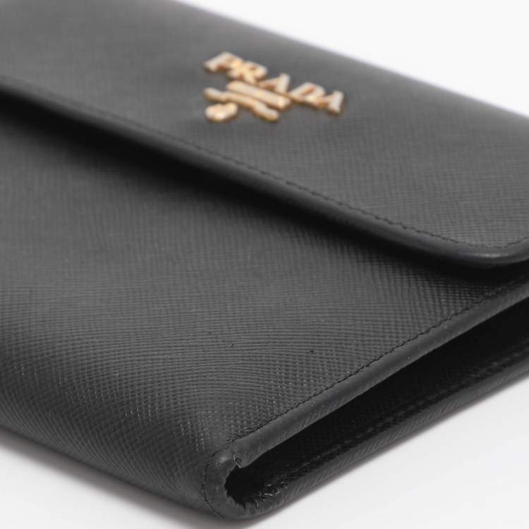 Pre Owned Prada Black Saffiano Lux Leather Bifold Wallet
