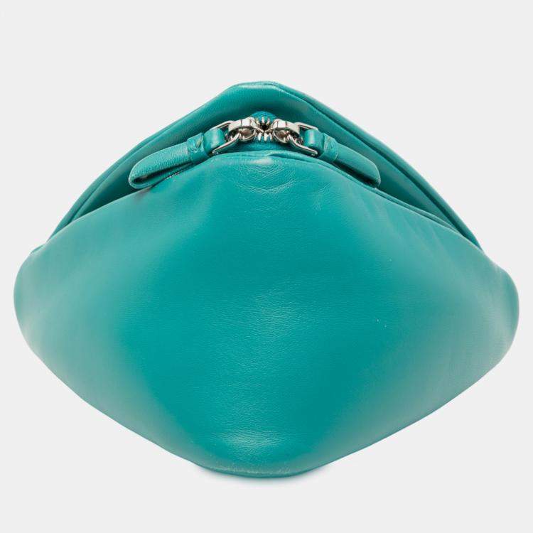 Pre Owned Prada Blue Nappa Padded Signaux Triangle Satchel