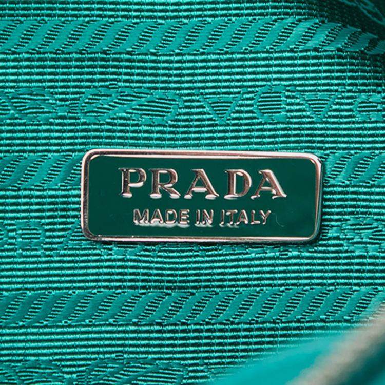 Pre Owned Prada Blue Nappa Padded Signaux Triangle Satchel