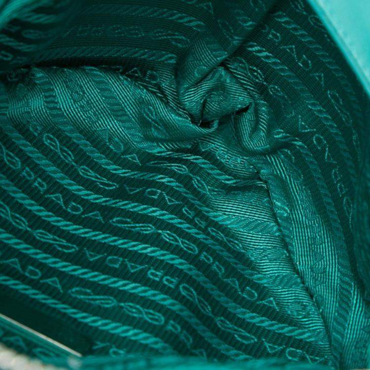 Pre Owned Prada Blue Nappa Padded Signaux Triangle Satchel