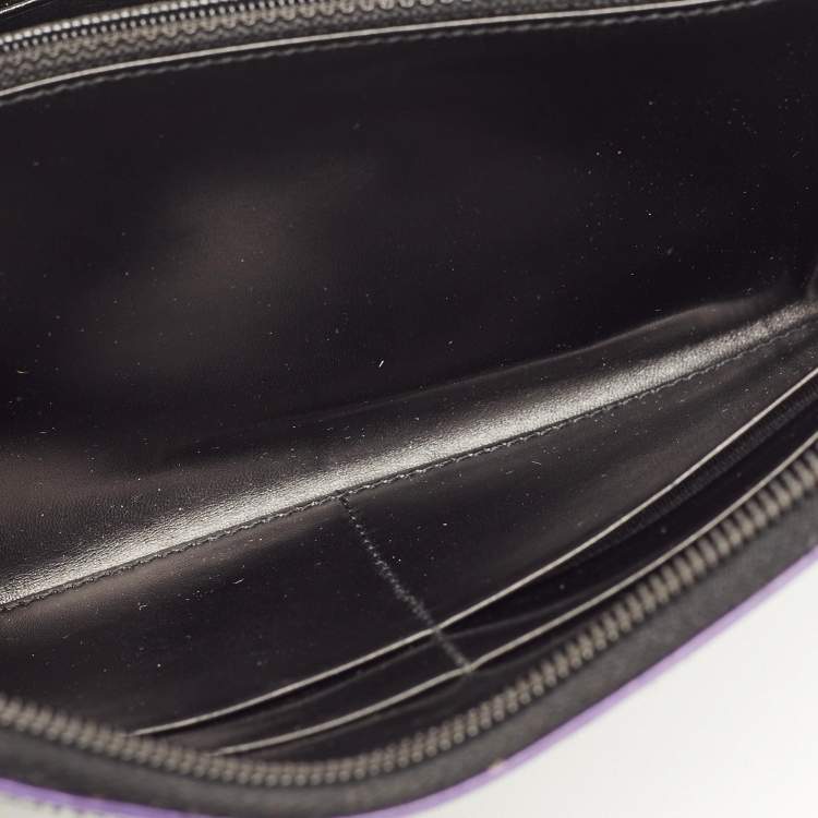 Pre Owned Prada Zip Around Black/Purple Nylon and Patent Leather Wallet