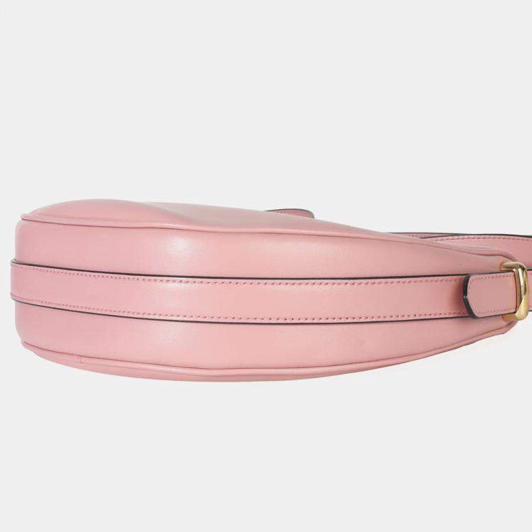 Pre Owned Prada Pink Smooth Calfskin Arque Half Moon Hobo