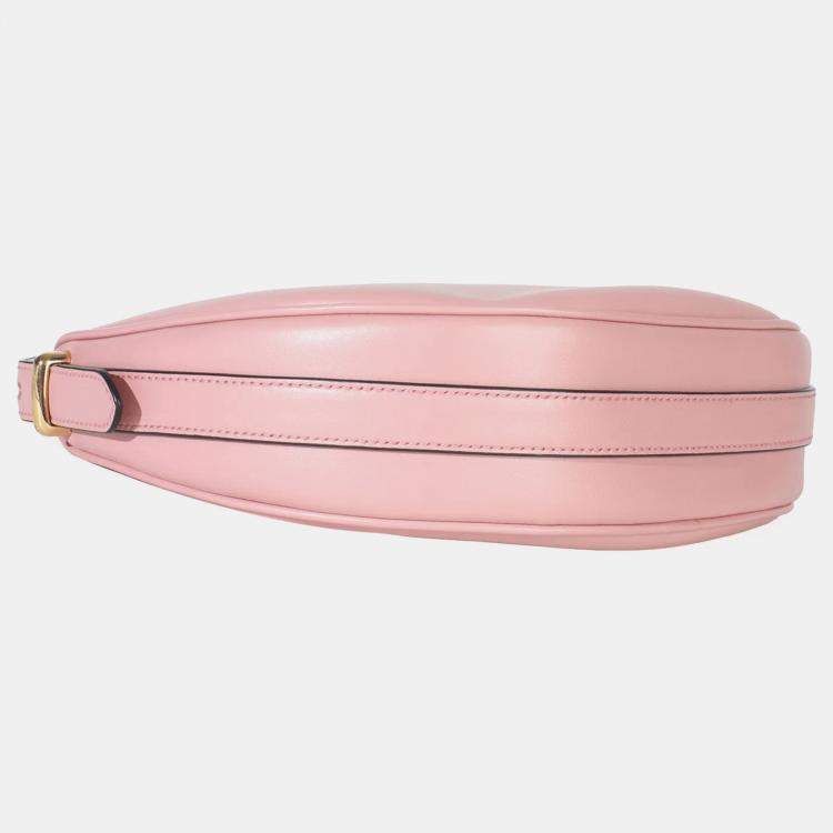 Pre Owned Prada Pink Smooth Calfskin Arque Half Moon Hobo