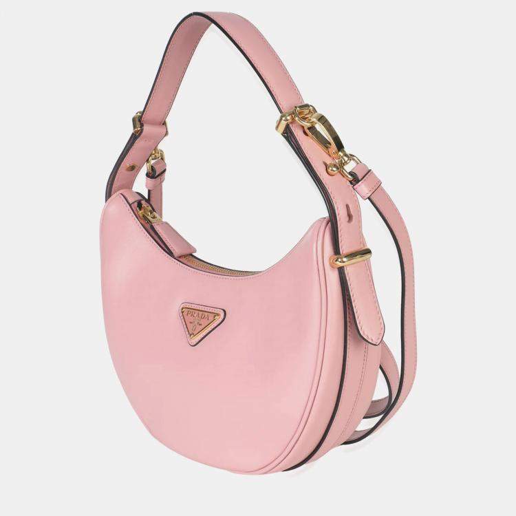Pre Owned Prada Pink Smooth Calfskin Arque Half Moon Hobo