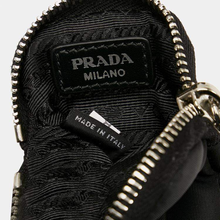 Pre Owned Prada Black Re-Nylon & Spazzolato Pocket Crossbody
