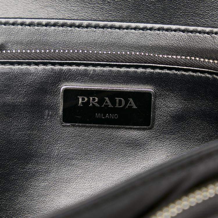 Pre Owned Prada Black Re-Nylon & Spazzolato Pocket Crossbody