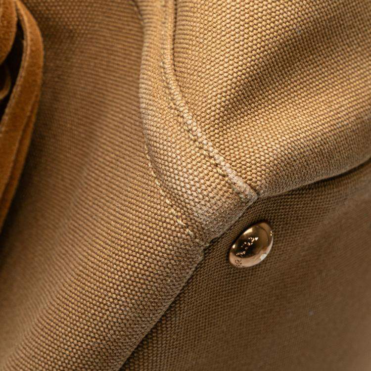 مملوكة مسبقًا Prada Brown Canvas Canapa Fringe Satchel